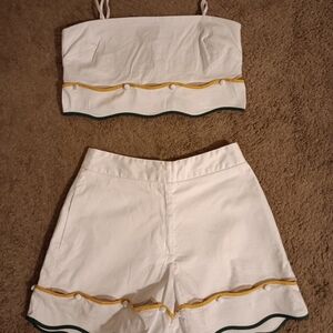 COPY - White Two-Piece Set with Yellow and Green Trim